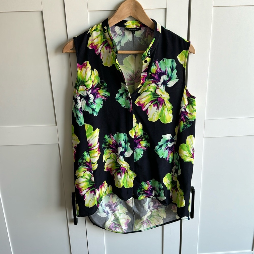 Lafayette 148 Silk Floral Sleeveless Blouse